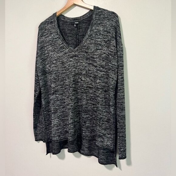 Wilfred Free Heathered Black Long Sleeve V-Neck Top - Size S - Picture 6 of 11